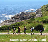 Walkers on the coast path near Polperro